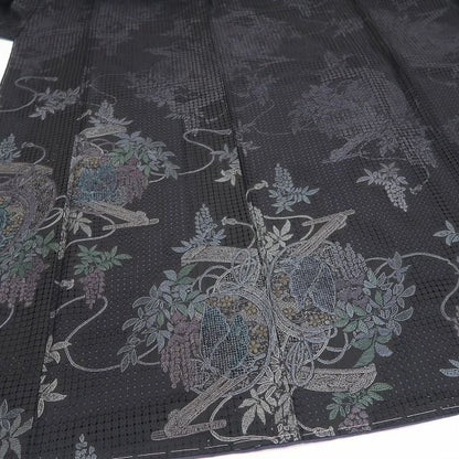 【美品・大島紬訪問着】岸上純平 落款 スワトウ刺繍 吉三郎 証紙付 着物 正絹 仕付け糸付 tomihisa“大人色のエレガンス”9677