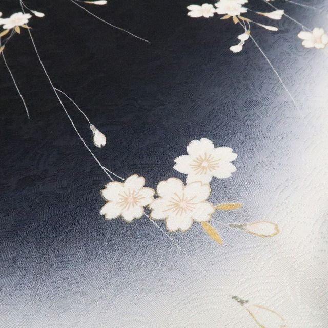 【美品・訪問着】鈴乃屋謹製 桜 モノトーン 落款 作家物 着物 仕付け糸付 希少トールサイズ tomihisa“花ふる夜に夢を描いて”9680