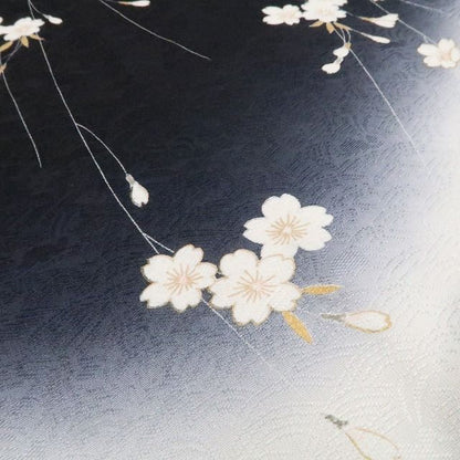 【美品・訪問着】鈴乃屋謹製 桜 モノトーン 落款 作家物 着物 仕付け糸付 希少トールサイズ tomihisa“花ふる夜に夢を描いて”9680