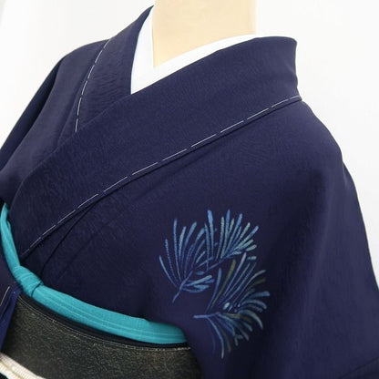 【新品・付下げ】株式会社こんや謹製 天然藍染 証紙付 着物 正絹 仕付け糸付 トールサイズ tomihisa“藍染めて心に響く色染の詩”9683