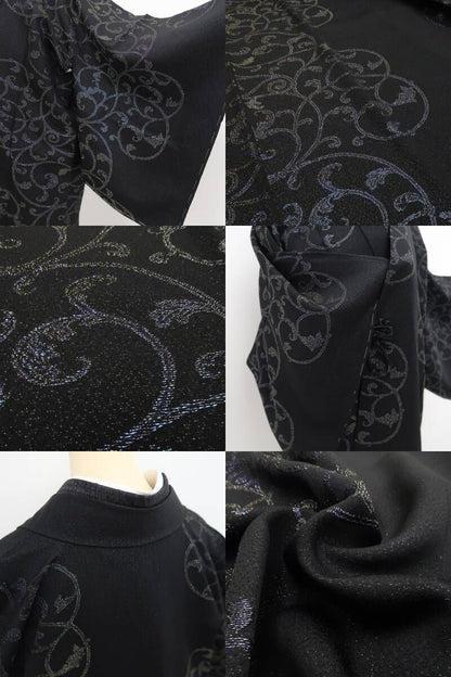 【新品・道中着】唐草 銀通し 着物 正絹 ロング丈 仕付け糸付 tomihisa“大人びていざ！貴女好みに気分を上げる！”9686