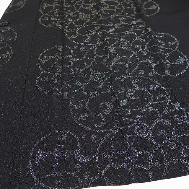 【新品・道中着】唐草 銀通し 着物 正絹 ロング丈 仕付け糸付 tomihisa“大人びていざ！貴女好みに気分を上げる！”9686