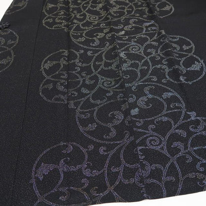【新品・道中着】唐草 銀通し 着物 正絹 ロング丈 仕付け糸付 tomihisa“大人びていざ！貴女好みに気分を上げる！”9686