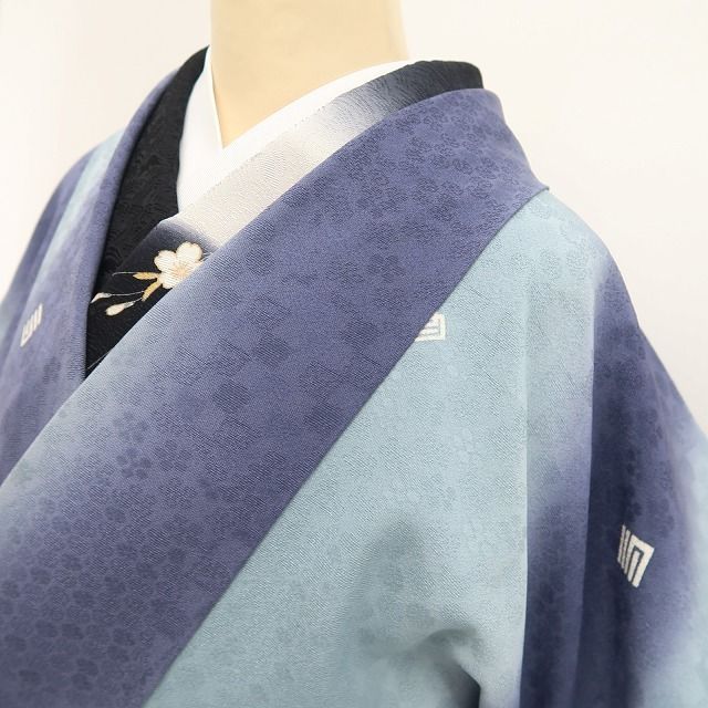 【新品・道中着】源氏香 着物 正絹 ロング丈 仕付け糸付 tomihisa“熱き思いを胸に抱き香を湛えて染め出づる”9688