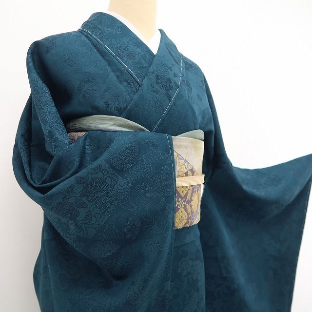 【新品・色無地】前田仁仙 落款 更紗 希少トールサイズ 着物 正絹 仕付け糸付 tomihisa”奥深い更紗の世界へ誘う”9692