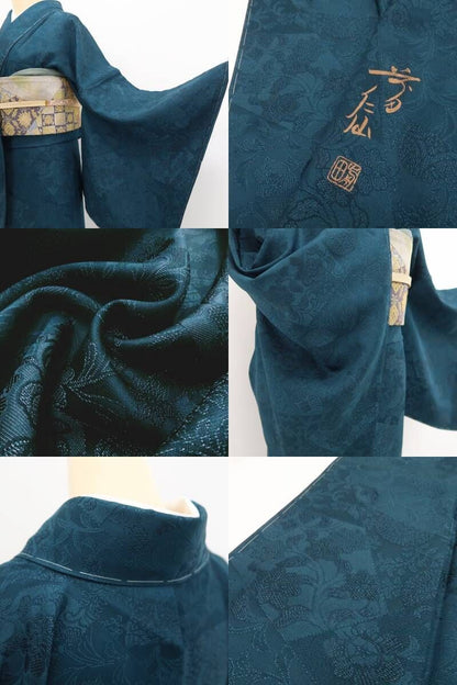 【新品・色無地】前田仁仙 落款 更紗 希少トールサイズ 着物 正絹 仕付け糸付 tomihisa”奥深い更紗の世界へ誘う”9692
