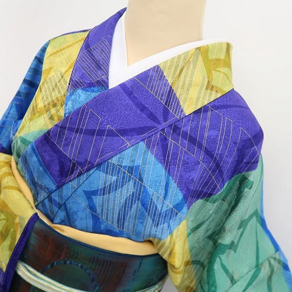 【新品・訪問着】橘 市松 着物 正絹 仕付け糸付 トールサイズ tomihisa”鮮やかな市松に吉祥の煌めきを重ねて”9693