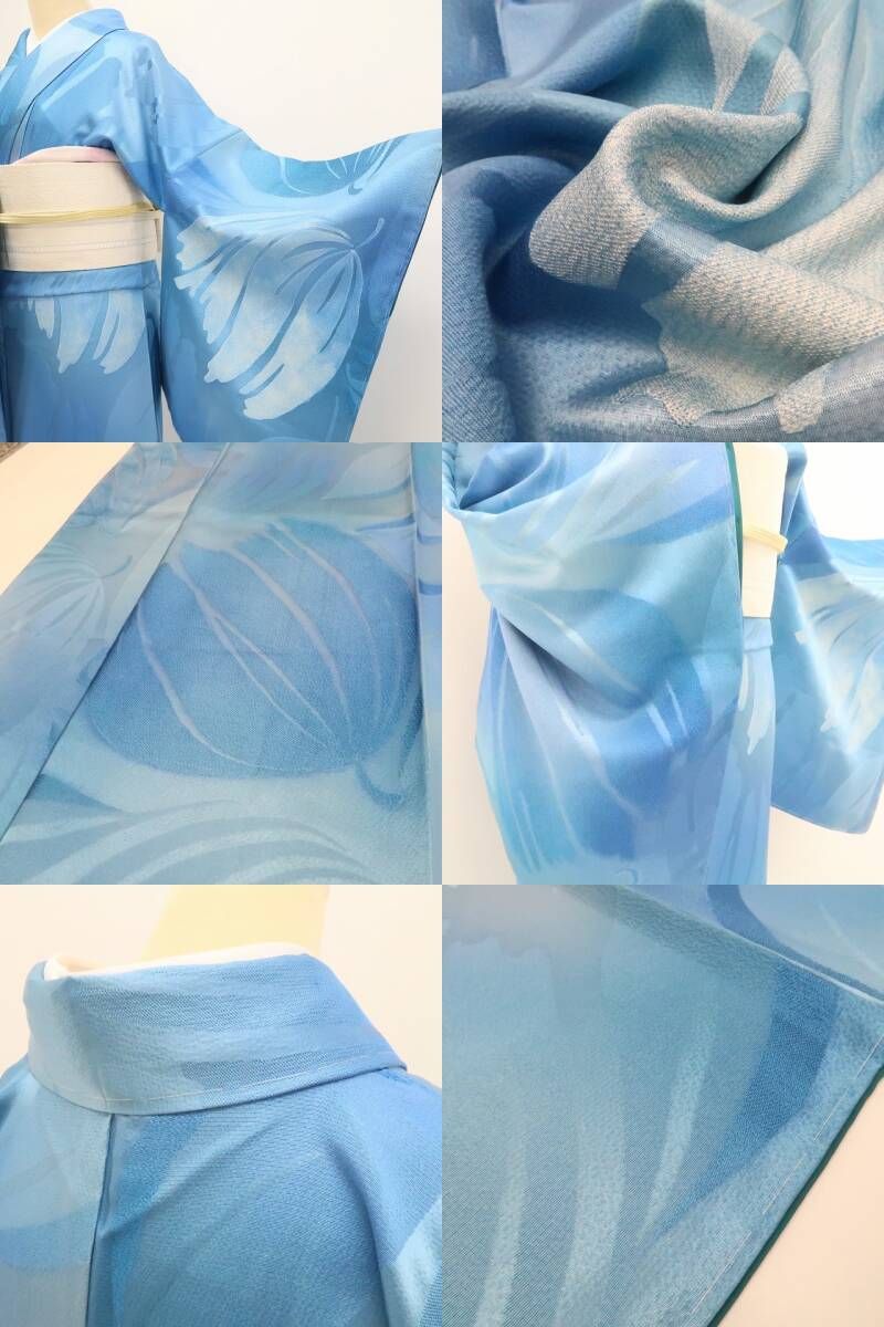 【新品・小紋】ボタニカル 着物 正絹 仕付け糸付 トールサイズ tomihisa”光をまとうように軽やかに華やいで”9695
