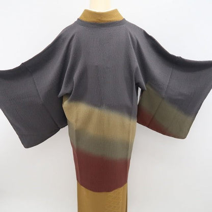 【新品・道行コート】銀座もとじ謹製 暈し 着物 正絹 仕付け糸付 tomihisa”大地の色を纏う洗練の佇まい”9700