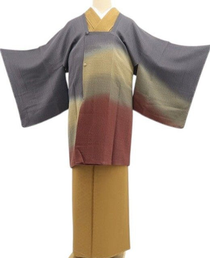【新品・道行コート】銀座もとじ謹製 暈し 着物 正絹 仕付け糸付 tomihisa”大地の色を纏う洗練の佇まい”9700