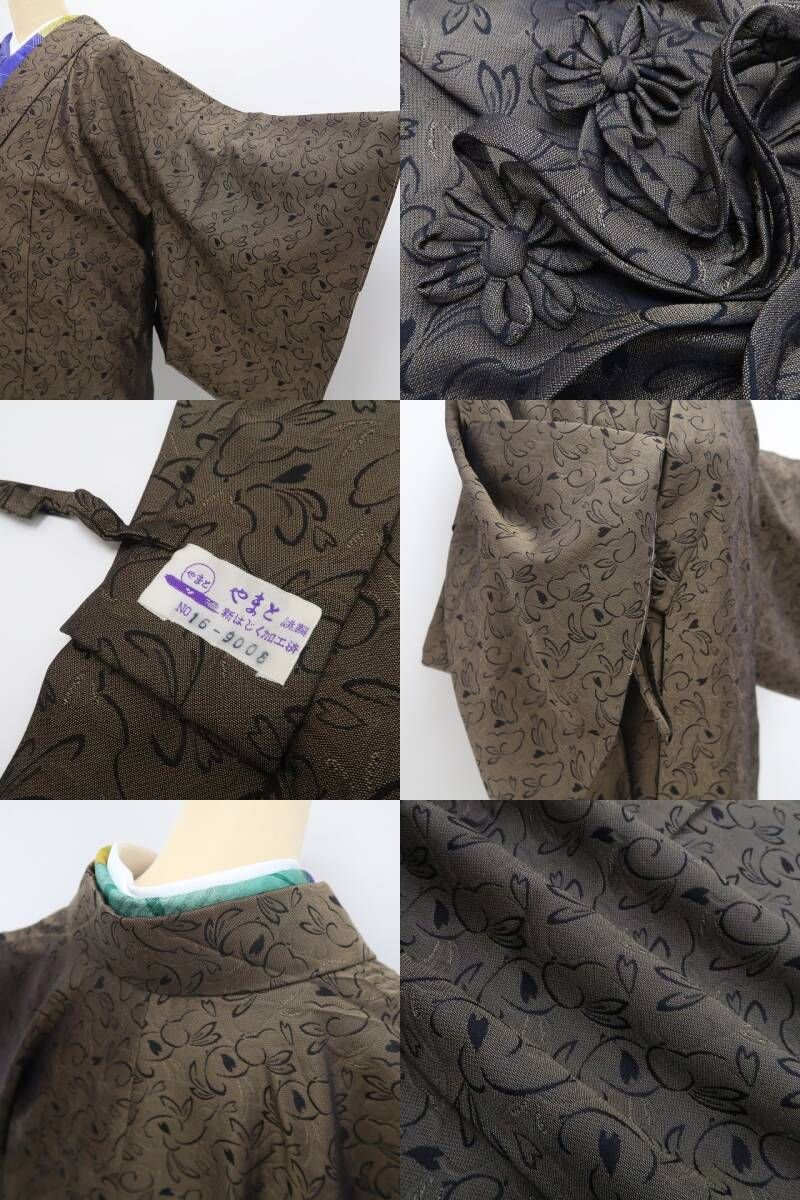 【新品・道中着】やまと誂製 単衣 兎 着物 正絹 ロング丈 お召地 tomihisa”跳ねるうさぎを纏って心弾むお出かけへ”9701