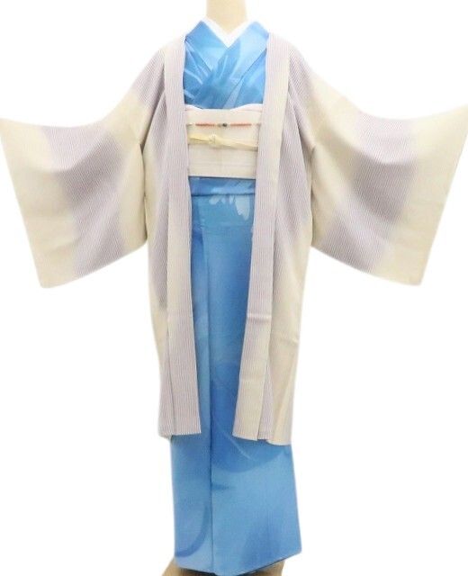 【新品・長羽織】縦縞 着物 正絹 仕付け糸付 ロング丈 tomihisa“羽織自慢のハイセンス…今も昔も変わらぬ風情”9703