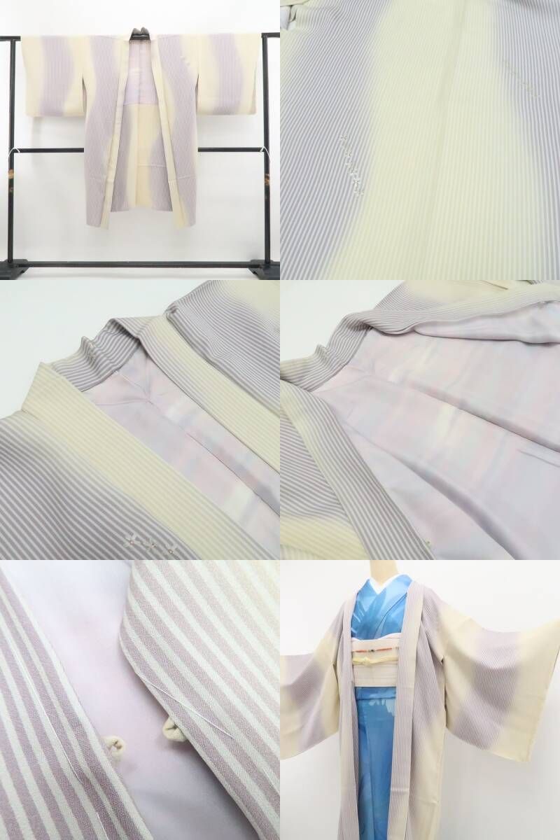 【新品・長羽織】縦縞 着物 正絹 仕付け糸付 ロング丈 tomihisa“羽織自慢のハイセンス…今も昔も変わらぬ風情”9703
