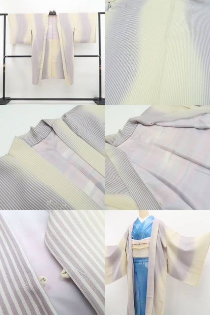 【新品・長羽織】縦縞 着物 正絹 仕付け糸付 ロング丈 tomihisa“羽織自慢のハイセンス…今も昔も変わらぬ風情”9703