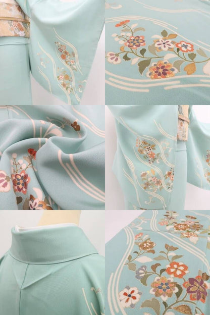 【美品・訪問着】金駒刺繍 着物 正絹 仕付け糸付 tomihisa“花の香りに我が身を染めて季節の風に色付くこころ”9708