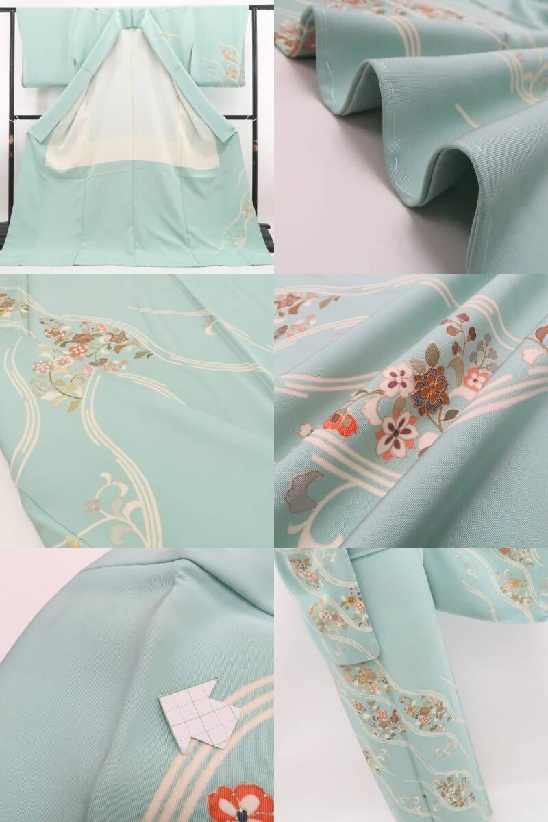 【美品・訪問着】金駒刺繍 着物 正絹 仕付け糸付 tomihisa“花の香りに我が身を染めて季節の風に色付くこころ”9708