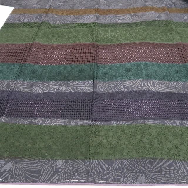 【新品・付下げ】前田仁仙 落款 更紗 スワトウ・蘇州刺繍 着物 正絹 仕付け糸付tomihisa “まだ見ぬ世界で夢を見る”9710