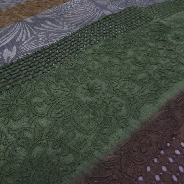 【新品・付下げ】前田仁仙 落款 更紗 スワトウ・蘇州刺繍 着物 正絹 仕付け糸付tomihisa “まだ見ぬ世界で夢を見る”9710