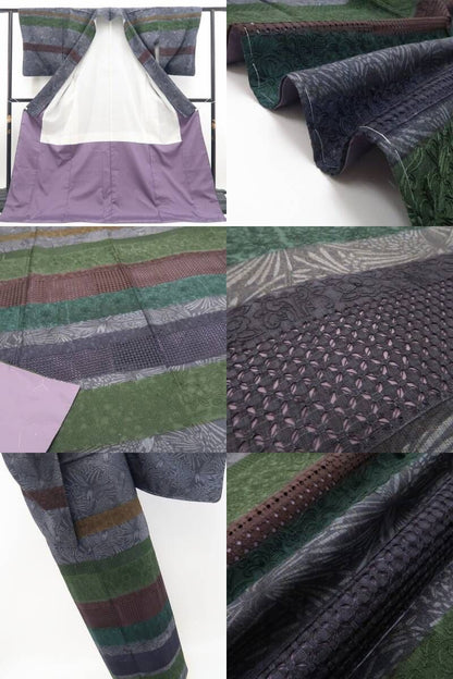 【新品・付下げ】前田仁仙 落款 更紗 スワトウ・蘇州刺繍 着物 正絹 仕付け糸付tomihisa “まだ見ぬ世界で夢を見る”9710