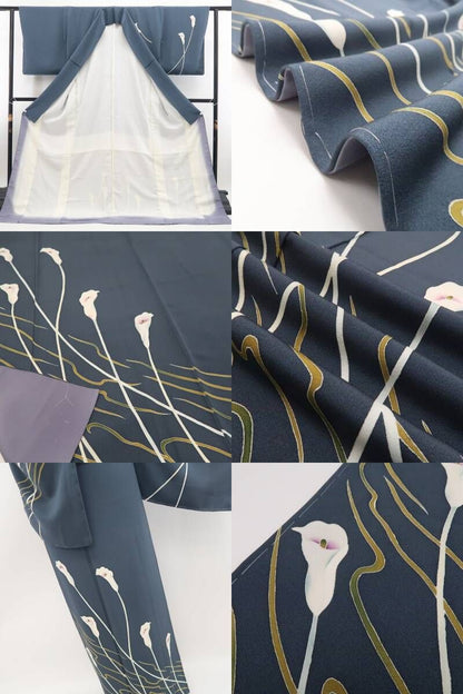 【新品・訪問着】本加賀友禅 金丸修一 落款 カラー 着物 正絹 仕付け糸付tomihisa “花の調べ…今そこにある歓び”9711