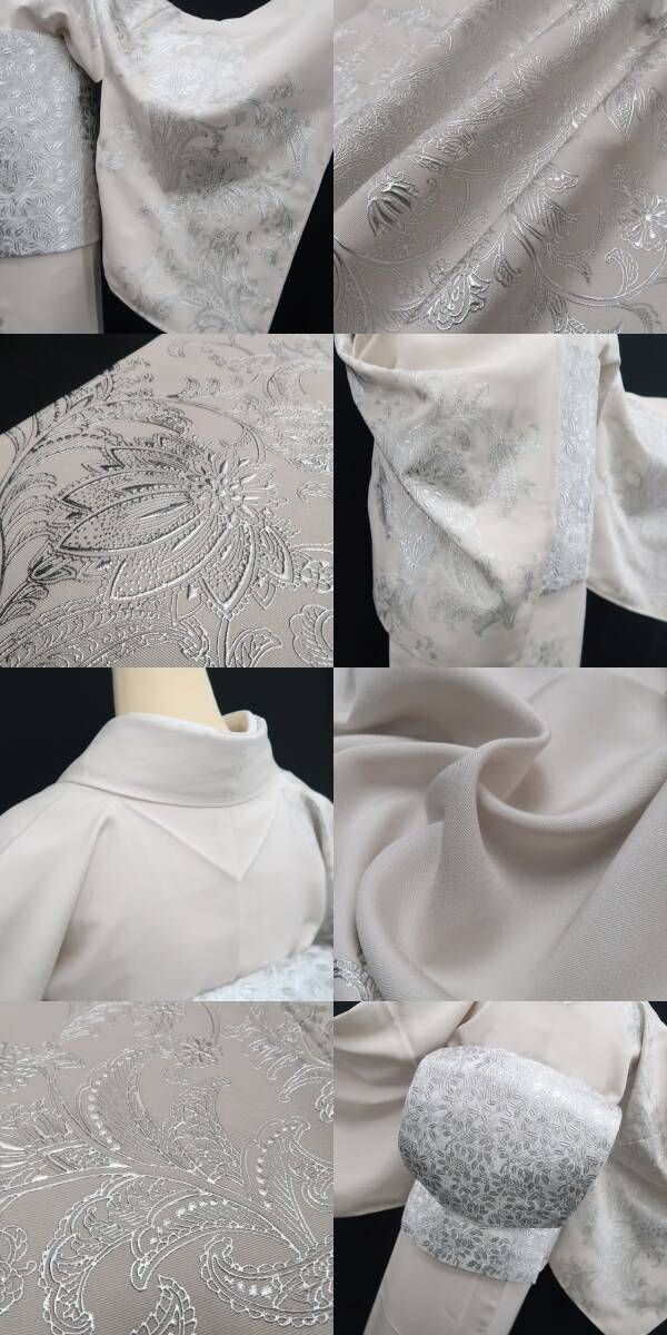 【新品・訪問着/袋帯】２点セット 金彩友禅 和田全央 落款 着物 正絹 仕付け糸付 トールサイズ tomihisa”白銀で魅せる気品の佇まい”9714