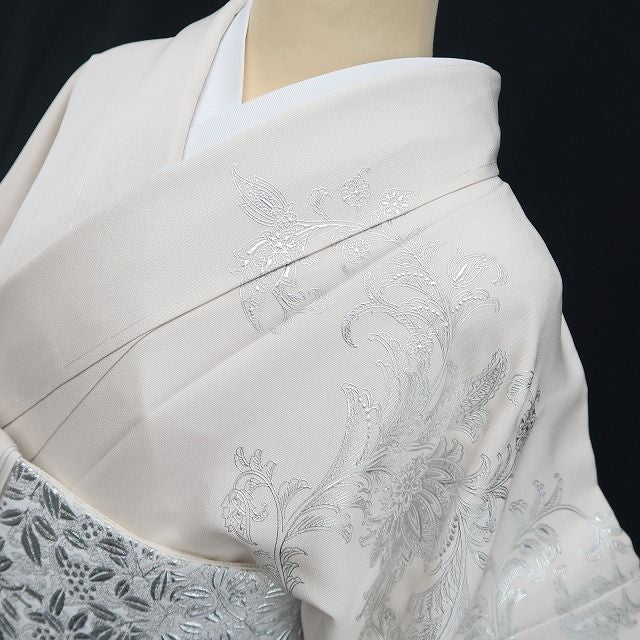 【新品・訪問着/袋帯】２点セット 金彩友禅 和田全央 落款 着物 正絹 仕付け糸付 トールサイズ tomihisa”白銀で魅せる気品の佇まい”9714