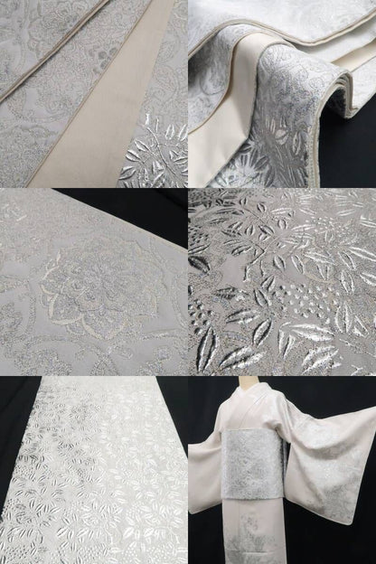 【新品・訪問着/袋帯】２点セット 金彩友禅 和田全央 落款 着物 正絹 仕付け糸付 トールサイズ tomihisa”白銀で魅せる気品の佇まい”9714