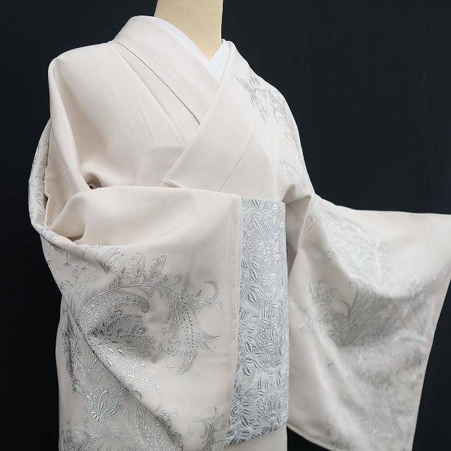 【新品・訪問着/袋帯】２点セット 金彩友禅 和田全央 落款 着物 正絹 仕付け糸付 トールサイズ tomihisa”白銀で魅せる気品の佇まい”9714