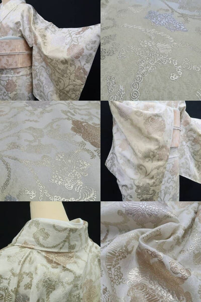 【新品・付下げ】唐花 着物 正絹 仕付け糸付 tomihisa”光を受けて煌めく唐花の微笑み”9715
