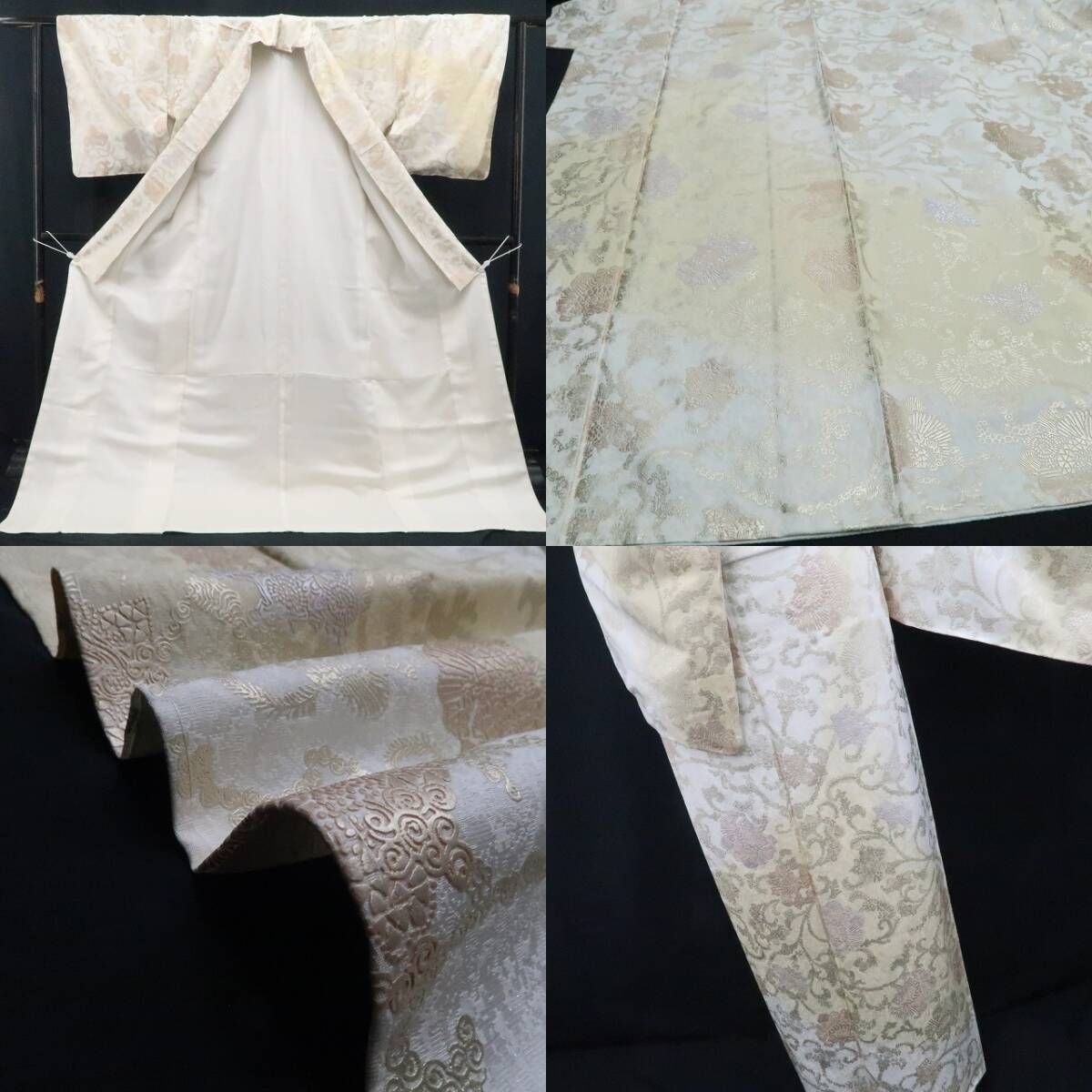 【新品・付下げ】唐花 着物 正絹 仕付け糸付 tomihisa”光を受けて煌めく唐花の微笑み”9715