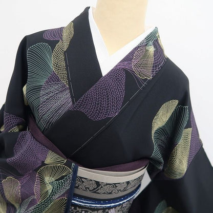 【新品・小紋】モダンアート 着物 正絹 仕付け糸付 トールサイズ tomihisa”シックに遊ぶ大人のアート小紋”9718