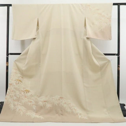 【新品・訪問着】皇室献上作家 北出与三郎 落款 金駒刺繍 笹の葉 着物 正絹 仕付け糸付 tomihisa”笹の葉に宿る自然の静寂と品格”9720