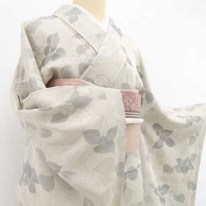 【新品・お召】BANKAN 着物 正絹 仕付け糸付 tomihisa”やさしく揺れる葉の穏やかさを纏って”9721