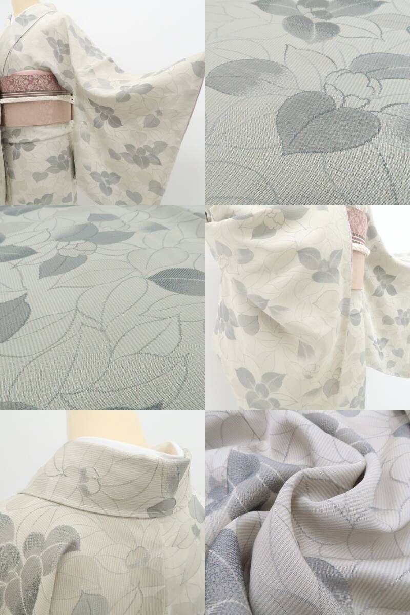 【新品・お召】BANKAN 着物 正絹 仕付け糸付 tomihisa”やさしく揺れる葉の穏やかさを纏って”9721