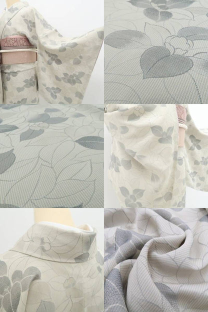 【新品・お召】BANKAN 着物 正絹 仕付け糸付 tomihisa”やさしく揺れる葉の穏やかさを纏って”9721