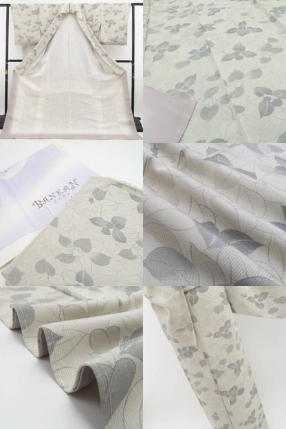 【新品・お召】BANKAN 着物 正絹 仕付け糸付 tomihisa”やさしく揺れる葉の穏やかさを纏って”9721