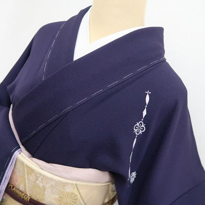 【新品・訪問着】山口美術織物謹製 落款 総刺繍 着物 正絹 仕付け糸付 tomihisa”深紫に煌めく洗練の華文”9722