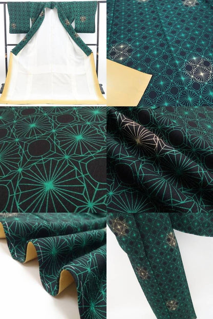 【新品・小紋】着物 正絹 仕付け糸付 トールサイズ tomihisa”視線を惹きつけるモードな佇まい”9726