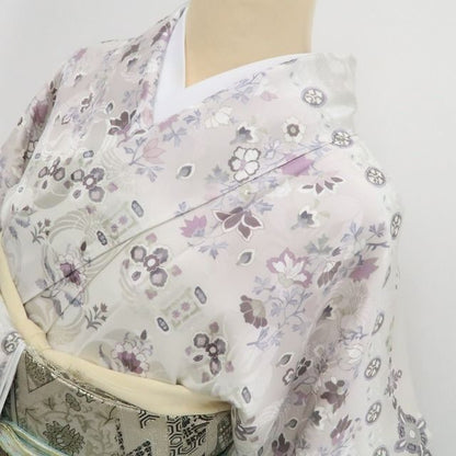 【新品・付下げ訪問着】更紗 花鳥 着物 正絹 仕付け糸付 トールサイズ tomihisa“視線を釘付け！更紗で叶う大人の魅力”9735