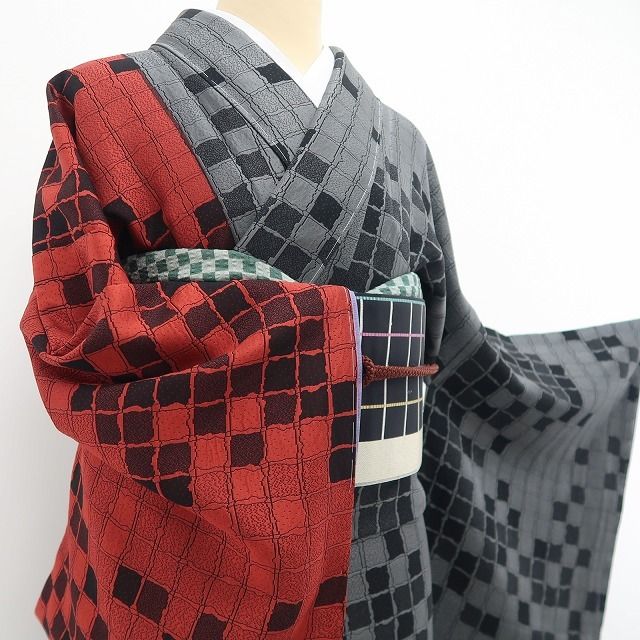 【新品・付下げ】斉藤上太郎 落款 モダンアート 着物 正絹 仕付け糸付 tomihisa“美しさを求めて…いま開かれるアートの世界”9741