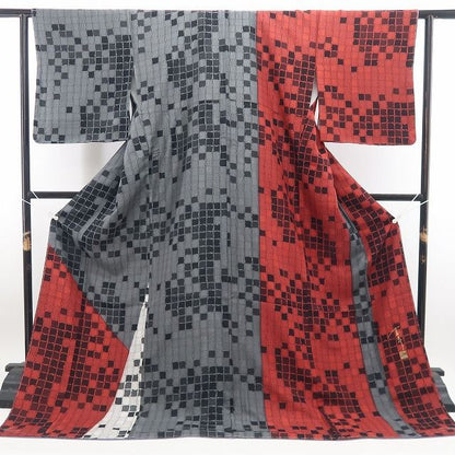 【新品・付下げ】斉藤上太郎 落款 モダンアート 着物 正絹 仕付け糸付 tomihisa“美しさを求めて…いま開かれるアートの世界”9741