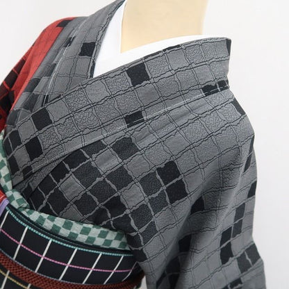 【新品・付下げ】斉藤上太郎 落款 モダンアート 着物 正絹 仕付け糸付 tomihisa“美しさを求めて…いま開かれるアートの世界”9741
