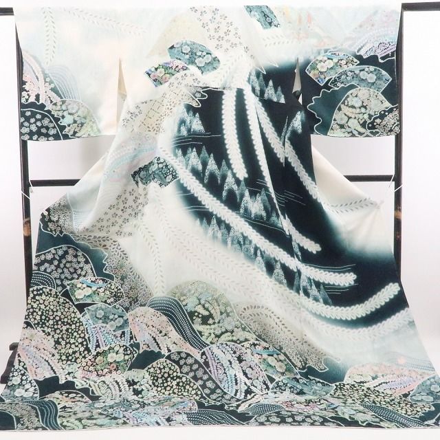 【美品・訪問着】辻ヶ花 落款 作家物 銀通し 着物 正絹 仕付け糸付 希少トールサイズ tomihisa“変幻自在に咲き誇る華”9743
