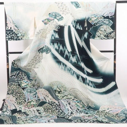 【美品・訪問着】辻ヶ花 落款 作家物 銀通し 着物 正絹 仕付け糸付 希少トールサイズ tomihisa“変幻自在に咲き誇る華”9743