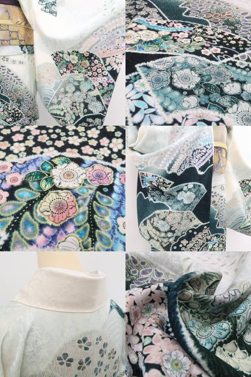 【美品・訪問着】辻ヶ花 落款 作家物 銀通し 着物 正絹 仕付け糸付 希少トールサイズ tomihisa“変幻自在に咲き誇る華”9743