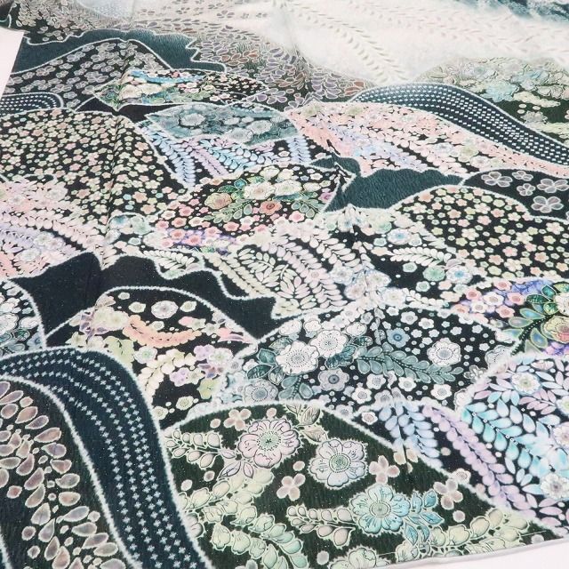 【美品・訪問着】辻ヶ花 落款 作家物 銀通し 着物 正絹 仕付け糸付 希少トールサイズ tomihisa“変幻自在に咲き誇る華”9743