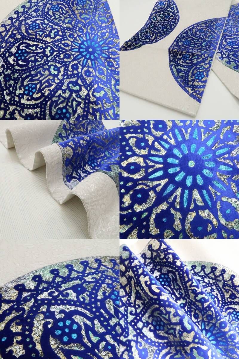 【美品・袋帯】ベロア 着物 正絹 tomihisa”眩い光を閉じ込めた青の幻想景”9749