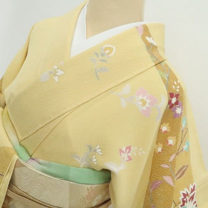 【新品・訪問着】大和貝紫 金駒刺繍 唐花 着物 正絹 仕付け糸付 tomihisa”穏やかに微笑む唐花の祝福”9754