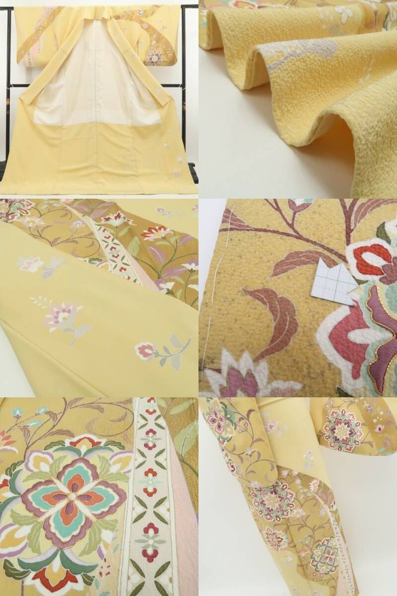 【新品・訪問着】大和貝紫 金駒刺繍 唐花 着物 正絹 仕付け糸付 tomihisa”穏やかに微笑む唐花の祝福”9754