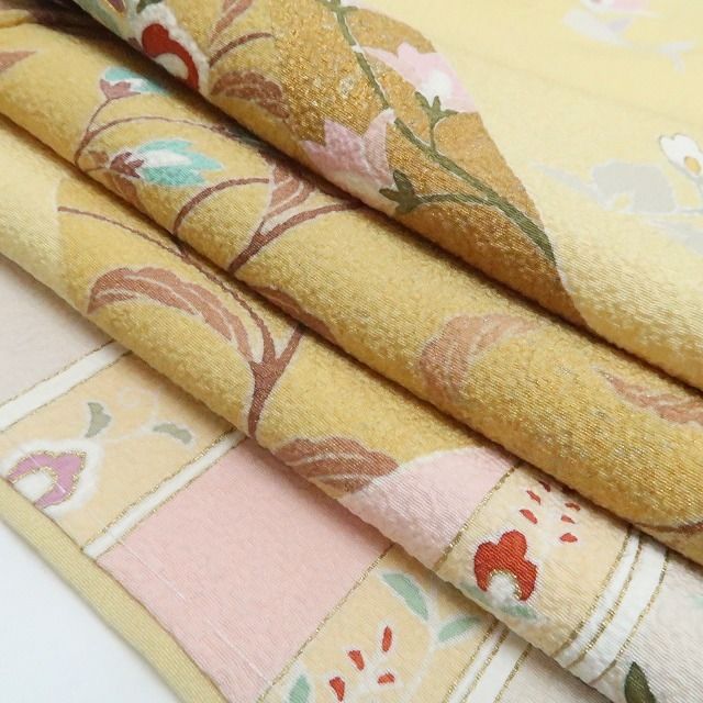 【新品・訪問着】大和貝紫 金駒刺繍 唐花 着物 正絹 仕付け糸付 tomihisa”穏やかに微笑む唐花の祝福”9754